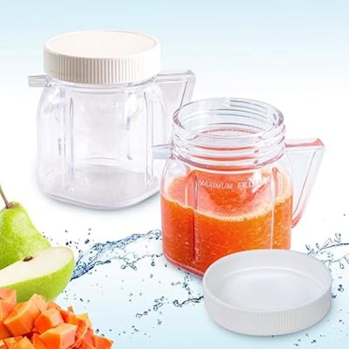 Replacement Mini 1-cup Clear Plastic Jar by CarterTM, fits most Oster Blenders (2 Pieces)