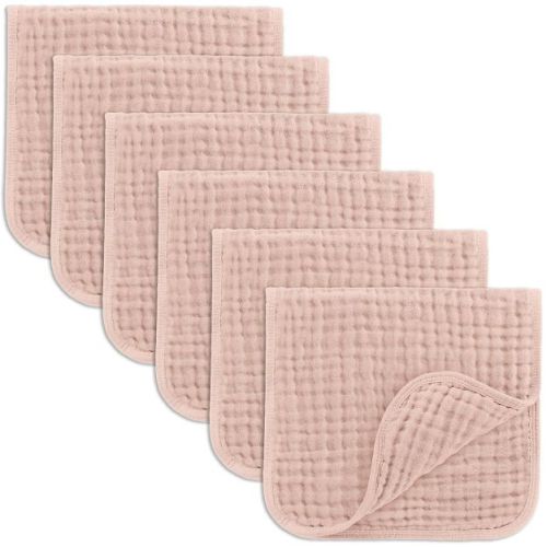 Comfy Cubs Muslin Burp Cloths 20" x 10", Pack of 6 - Large, 6-Layer, Soft Ultra Absorbent 100% Cotton - Blush