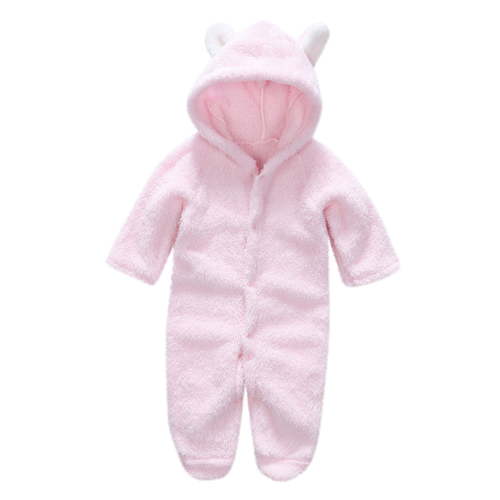 JIUKE Infant Baby Boys Girls Clothes Newborn Fleece Footed Jumpsuit Cute Ear Hooded Winter Warm Snowsuit Romper