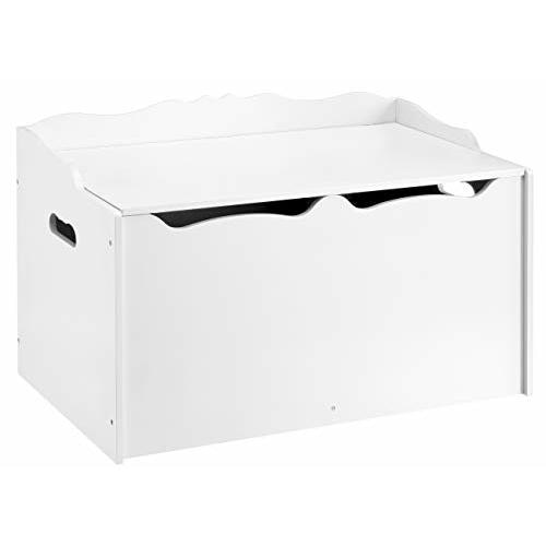 Amazon Basics Kids Toy Box, Wooden Organizer Storage Chest,White, 30" x 18" x 19"