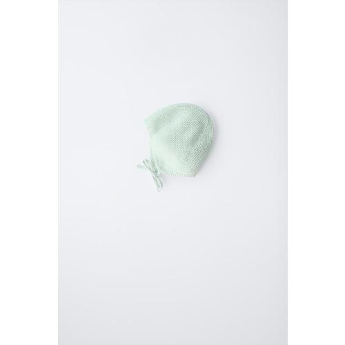 KNIT BONNET WITH PEARL STITCH - Aquamarine | ZARA United States