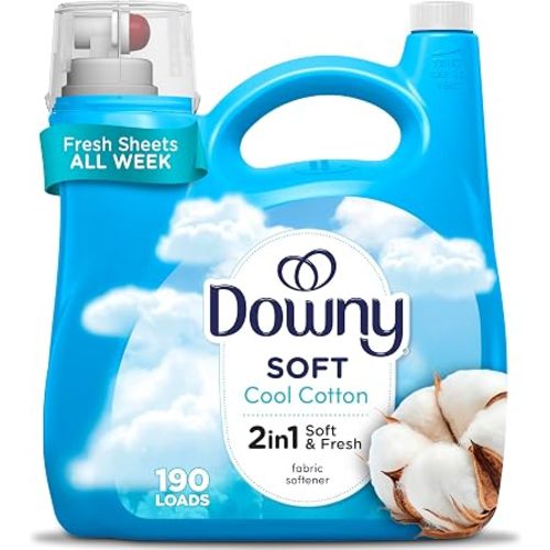 Downy Soft, 2 in 1 Soft and Fresh Liquid Fabric Softener, Cool Cotton, 140 fl oz, 190 Loads, Fabric Conditioner Liquid provides softness and freshness for fabrics