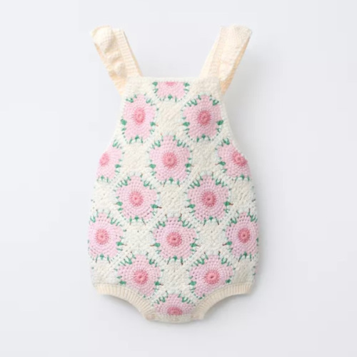 CROCHETED FLOWER ROMPER - Ecru | ZARA United States