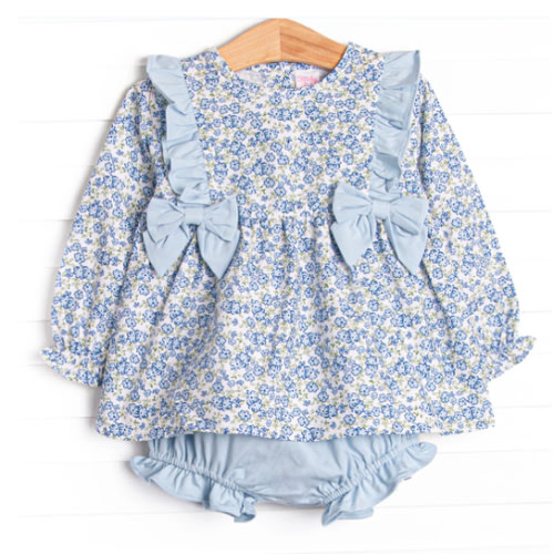 Saylor Floral Bow Diaper Set, Blue – Stitchy Fish