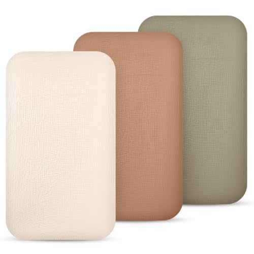lulumoon Muslin Bassinet Sheets 3Pack: 33x21 Fitted Most Bedside Sleeper | Soft Cotton Bassinet Mattress Sheets for Baby - Compatible with Baby Delight Dream on Me and Other Rectangle pads