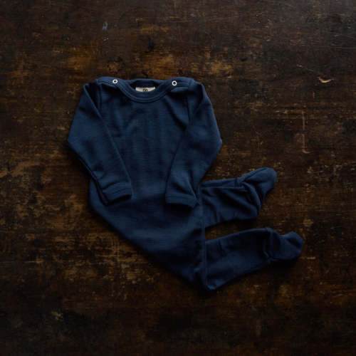 Kea Baby Pyjamas - Merino Wool & Silk - Night Ocean