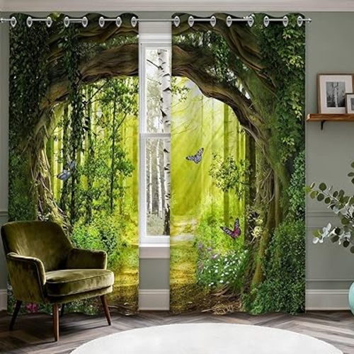 Enchanted Forest Blackout Curtains, 84 X 52 Inch, 2 Panels