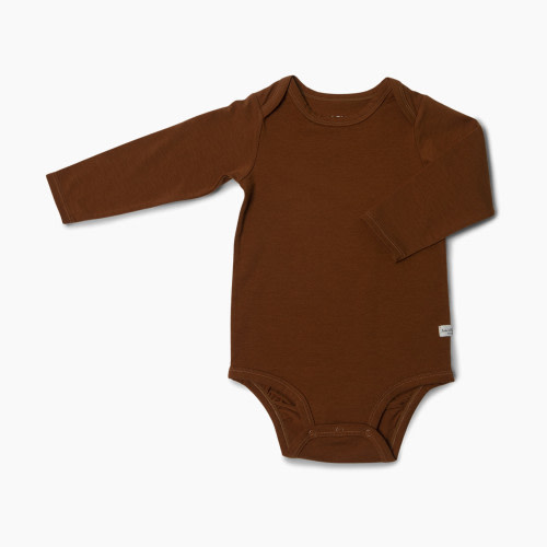 Loulou Lollipop Long Sleeve Bodysuit (Tencel) - Caramel, 6-12 M