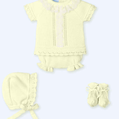 Pale Yellow Baby Girl Knit Set | Made in Spain – YoYo Boutique