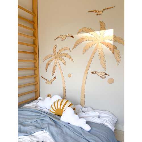 Set of Two Wooden Palm Trees – Two Size Sets for Kids’ Rooms, Surf Decor, Birthday Gift, Little Surfer Room, Holiday Mood