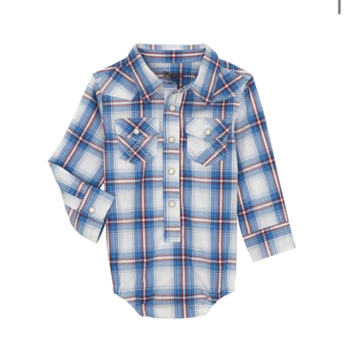 Wrangler Infant Boys' Plaid Print Long Sleeve Snap Western Onesie | Boot Barn
