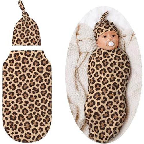 Leopard Swaddle Blankets Soft Receiving Blanket Baby Swaddle Wrap for Baby Girls Boys