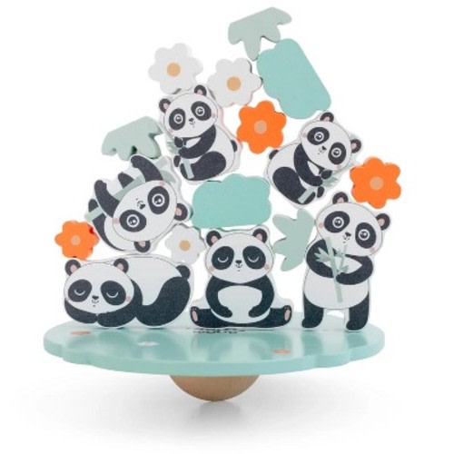 SARO Slow Life Panda Balance Game - 18 Piece Wooden Stacking Toy for Kids & Families, Develops Fine Motor Skills & Coordination