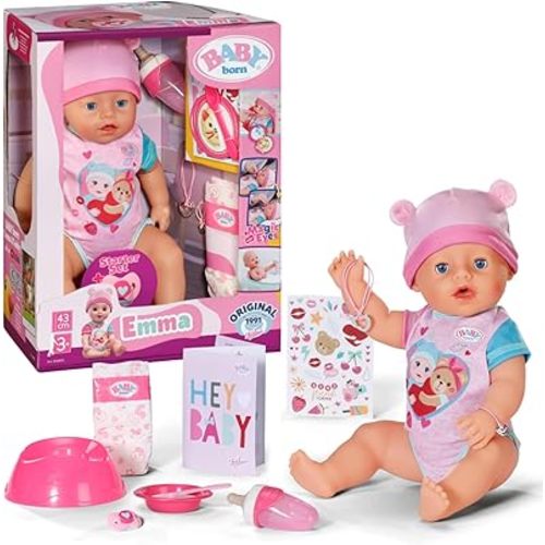 Baby Born Magic Girl Emma 43 cm – Interactive Soft Touch Doll with 10 Lifelike Functions, Magic Dummy, Accessories & Real Tears – Ages 3+