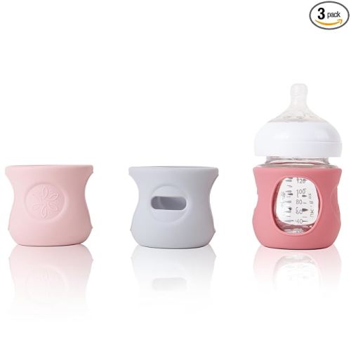 3 Pack Silicone Sleeve for Avent Natural Glass Baby Bottles, Compatible Philips Avent Glass Natural Baby Bottle 4oz