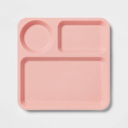 10" Plastic Kids' Square Divided Plate - Pillowfort™