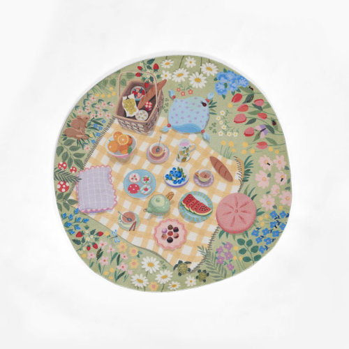 PlayGround rugs by Momeni Momeni Playground Tea Party Green Kid Rug Round & Reviews | Wayfair
