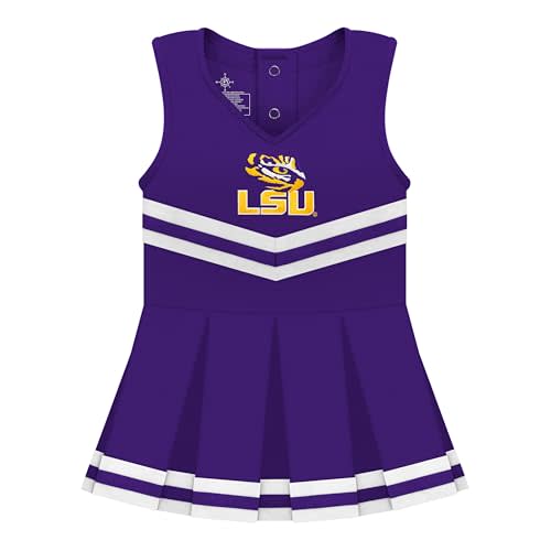 College Baby NCAA Officially Licensed Cheerleader Bodysuit Dress - Team Logo, Multiple Colors, for Baby Girls - (0-24 Months)