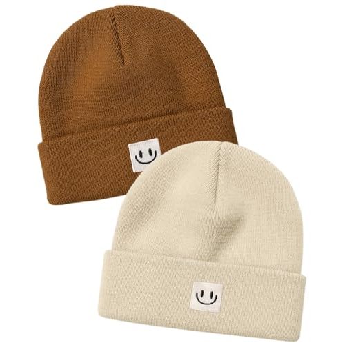FURTALK Baby Beanie Cute Toddler Winter Hat Knit Boys Girls Warm 2 Pack Kids Embroidered Beanies Cap for 0-8 Years