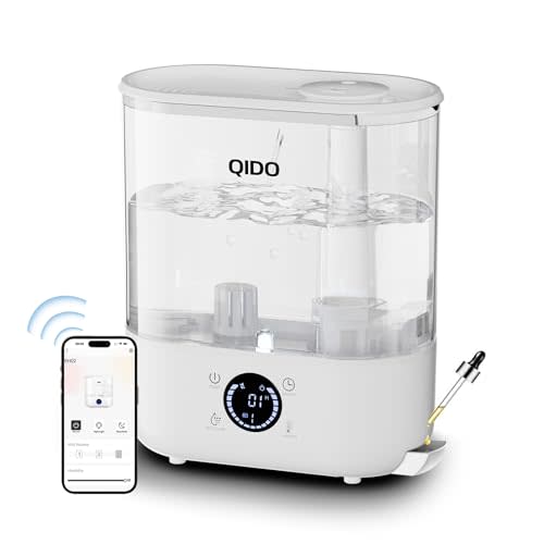 GTPLAYER Smart Humidifiers for Bedroom, 5L Top Cool Mist Humidifier Essential Oil Diffuser for Baby & Plants, 3 adjustable Mist with 28dB Quiet, Touch/APP/7-color Nightlight, 36H Runtime, White