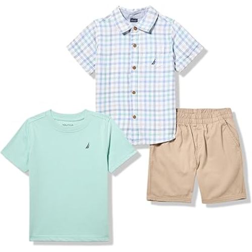 Nautica boys 3pc Shirt Short Set