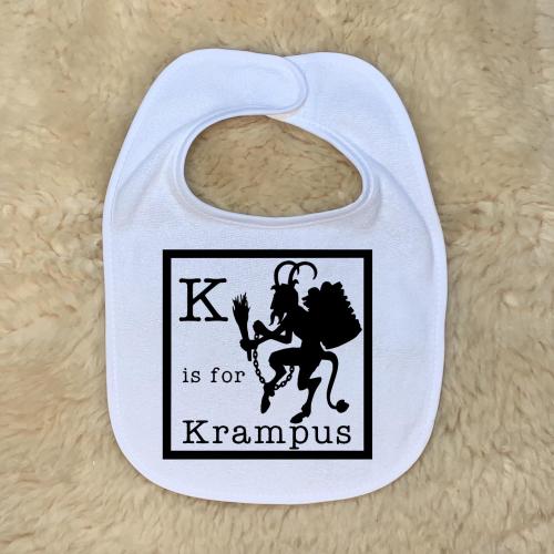 K is for Krampus Baby Bib by 101 Damnations Shop Holiday Gift