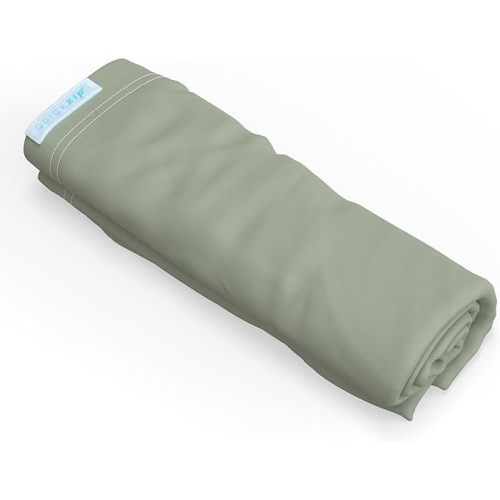 QuickZip Crib Extra Zip-On Sheet (SecureFit Wraparound Base Not Included) - Faster, Safer, Easier Baby Crib Sheets - Moss Green 100% Cotton - Fits All Standard Crib Mattresses