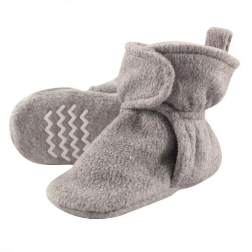 Hudson Baby Baby and Toddler Cozy Fleece Booties, Heather Gray, 0-6 Months