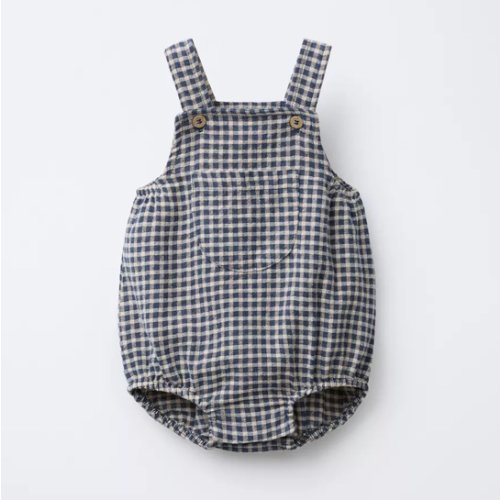 GINGHAM ROMPER - Navy blue | ZARA United States