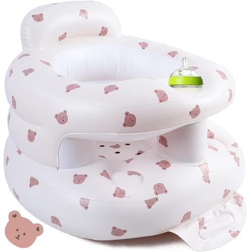 Upgraded Inflatable Baby Seat with Safety Guardrails, Thicker Sit Me Up Floor Seat for Baby Chair Sit Me Up, Blow Up Baby Chair Built in Air Pump for Babies 3-36 mth