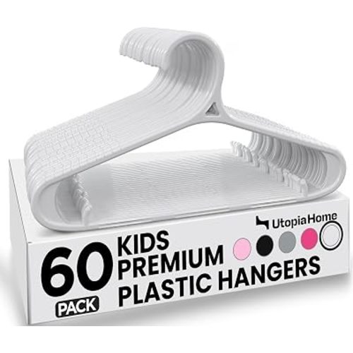 Utopia Home Kids Hangers 60 Pack – 11 Inch Non-Slip Baby Hangers White
