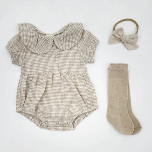 Adalia Gingham Romper Set – Olive and Cradle
