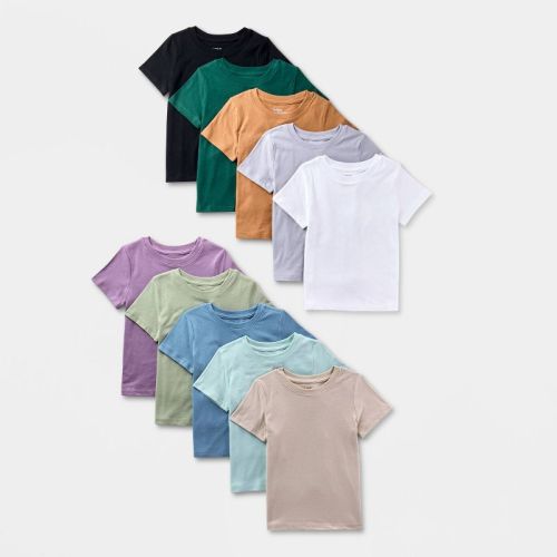 Toddler Boys' 10pk Short Sleeve Solid T-Shirt - Cat & Jack™ 12M