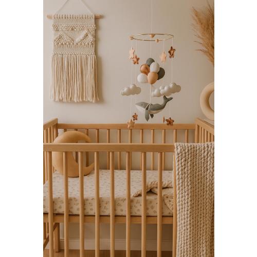 Felt Whale Nursery Mobile • Ocean Baby Mobile • Handmade Sea Animals Mobile for Crib • Coastal Nursery Decor • Baby Shower Gift