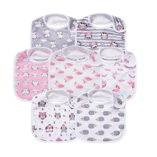 7 Pack Baby Cotton Absorbent Bibs for Drooling Teething