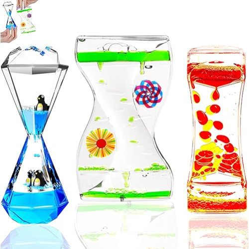 TKTM 3 Types Liquid Motion Bubbler Liquid Timers for Kids Sensory Fidget Toys Small Calming Toys Autism Toy