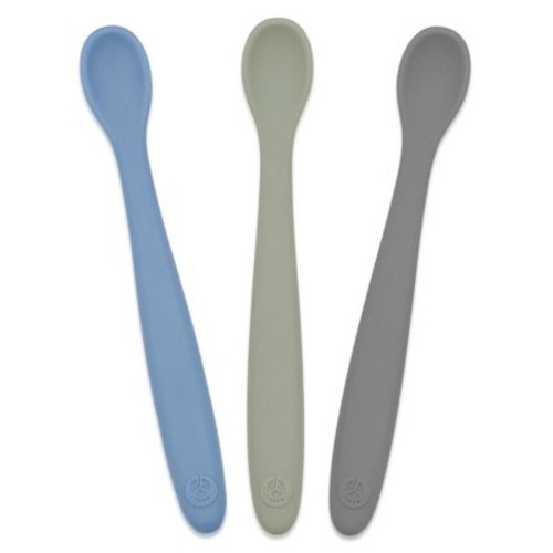 WeeSprout Silicone Baby Spoons, First Stage Infant Feeding Utensils With Soft-Tip - Set of 3