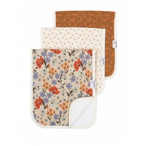 Copper Pearl Premium Baby Burp Cloths - 3-Pack Large Cotton Burp Cloths, Extra Soft Spit Up Rags with 3 Absorbent Layers, Perfect for Baby Boy and Baby Girl Gifts
