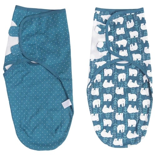 Tiny Toes - Baby Boys Printed Swaddle - Pack Of 2 - Navy Blue