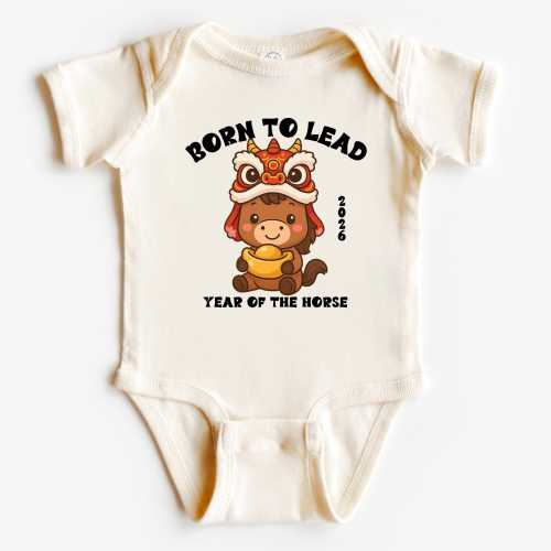 2026 Year of the Horse Baby Bodysuit, Newborn Size in "Natural"