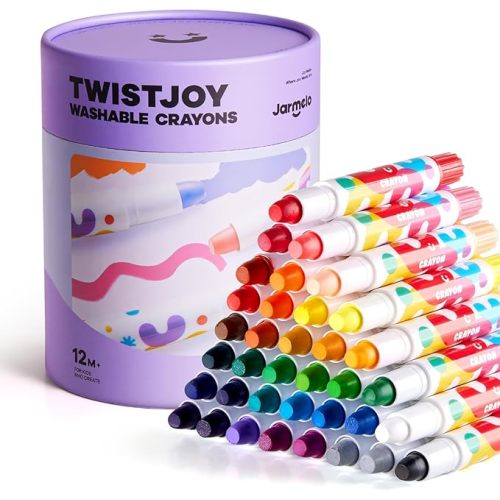 Jar Melo Jumbo Crayons for Toddlers, 36 Colors TwistJoy Washable Crayon | Ultra-Silky, Non-Toxic, Easy to Hold, Safe for Babies, Children's Gift, Back to School