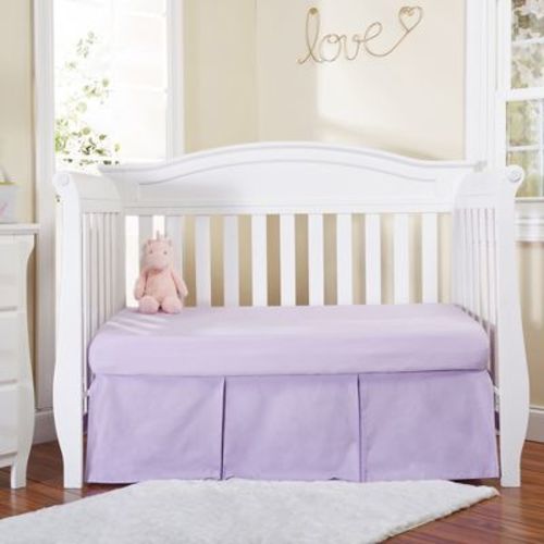Everyday Kids Lavender Pleated Crib Skirt – 100% Cotton, Fits Standard Cribs, 14" Drop, Split Corners, Easy On/Off, Soft Nursery Bedding for Babies