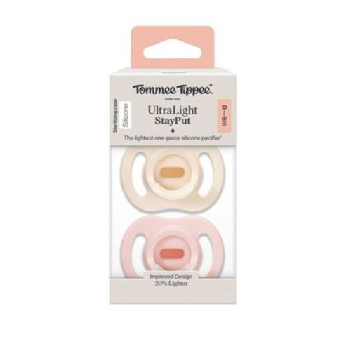 Tommee Tippee UltraLight Stay Put Silicone Pacifier 0-6m - 2pk