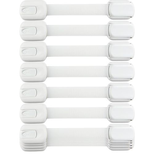 Child Safety Strap Locks (10 Pack) Baby Locks for Cabinets and Drawers, Toilet, Fridge & More. 3M Adhesive Pads. Easy Installation, No Drilling Required, White