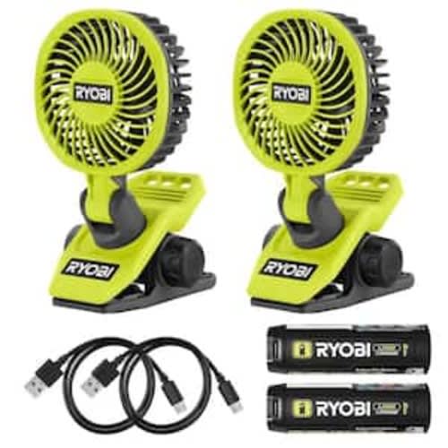 USB Lithium Clamp Fan Kit (2-Pack) w/ (2) 2.0Ah Batteries & Charging Cables