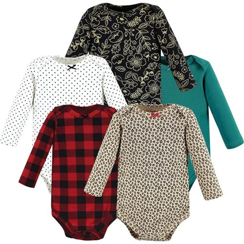 Hudson Baby baby-girls Cotton Long-sleeve Bodysuits 5-pack