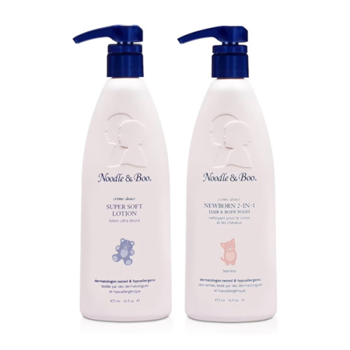 Noodle & Boo Newborn Essentials Bundle: 2-in-1 Hair & Body Baby Wash 16 fl oz + Daily Moisturizer Baby Lotion for Sensitive Skin 16 fl oz | Tear-Free, Hypoallergenic, Pediatrician-Tested