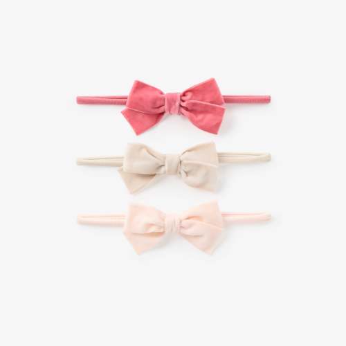 Pink Velvet Bow Headband Set 3 pk – Elegant Baby