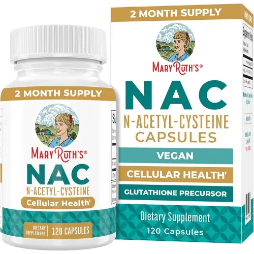 MaryRuth Organics NAC Supplement N-Acetyl Cysteine | 2 Month Supply | NAC 1000mg per Serving | Vegan Capsules | Gluthamine Precursor | Amino Acid | Non-GMO | Gluten Free | 120 Count | 60 Servings