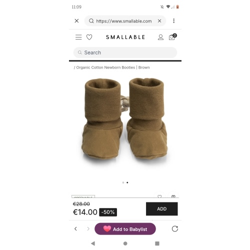 Gray Label - Organic Cotton Newborn Booties - Brown | Smallable